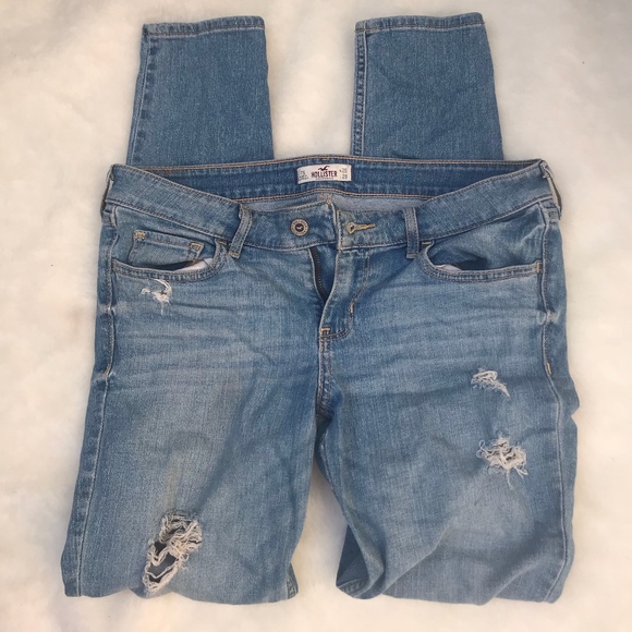 Hollister Distressed Straight Fit Jeans Size 7 - Picture 1 of 6